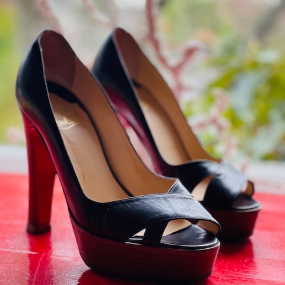 Christian Louboutin Black Platform Sandals 6.5